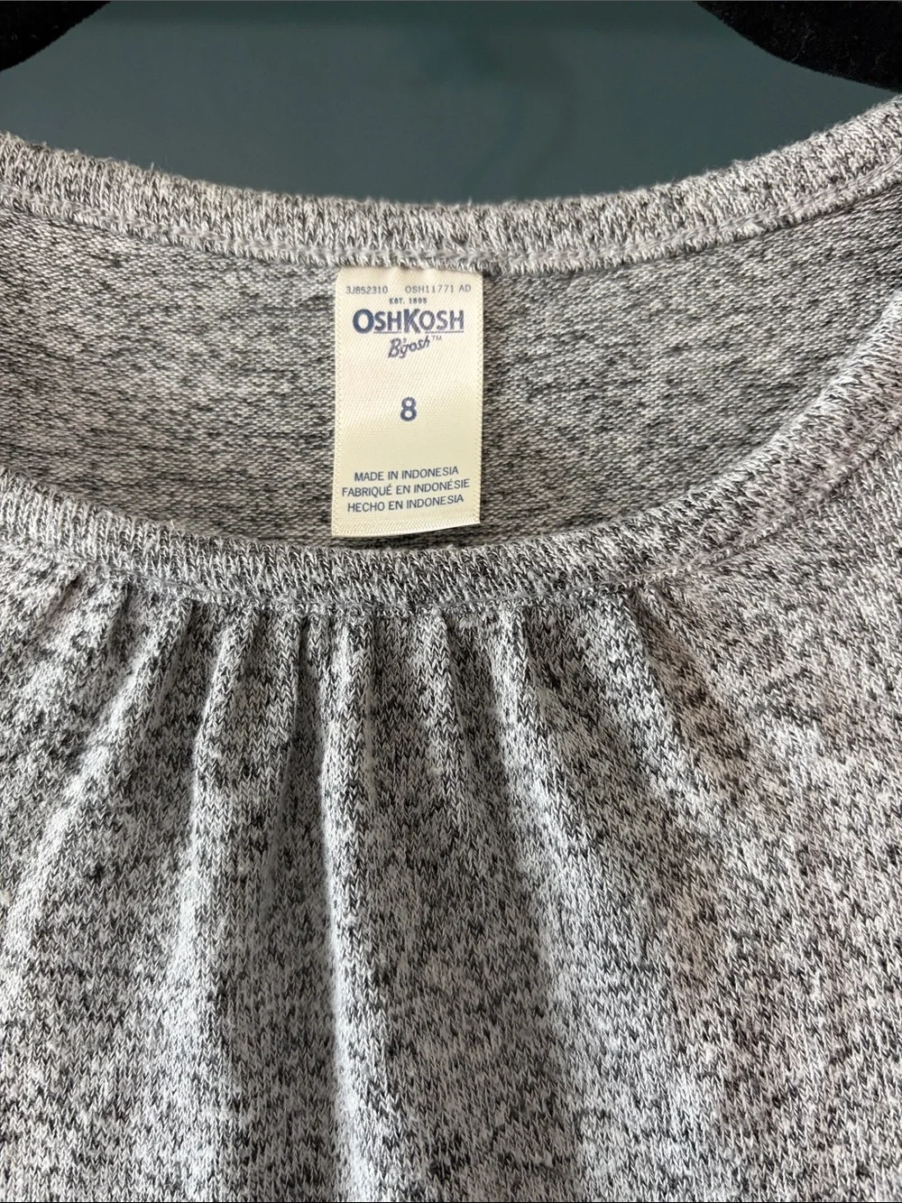 OshKosh B'gosh Heather Gray Knit Dress with Floral Embroidery